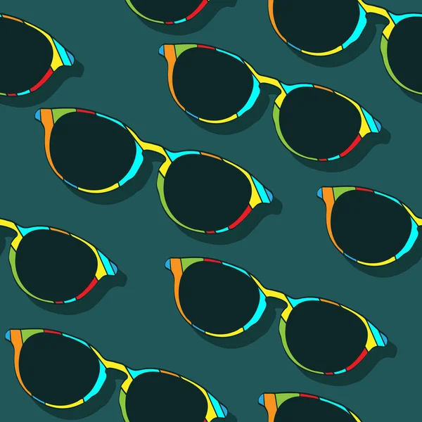 Set Man Glasses Green Seamless Background Vector Illustration — Stock Vector