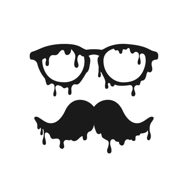 Man Glasses Mustache White Vector Illustration — Stock Vector