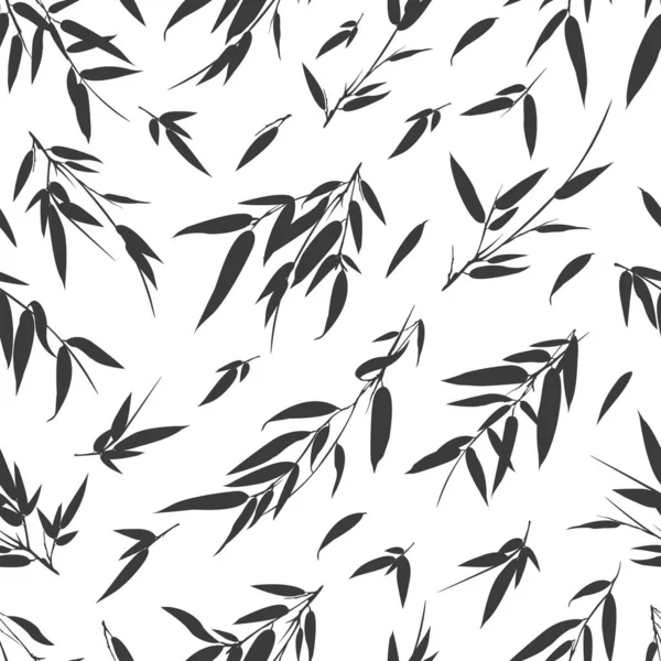 Monochrome Branches Bambou Fond Sans Couture Illustration Vectorielle — Image vectorielle