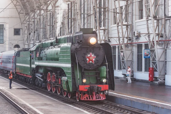 Moscou Russie Juillet 2021 Départ Train Rétro Quai — Photo