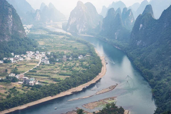 Вид Карстовые Холмы Реке Синьпин Гуанси Провинция Китай — стоковое фото