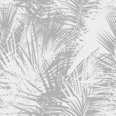Beyaz arka planda gri palmiye dalları. Vektör illüstrasyonu.