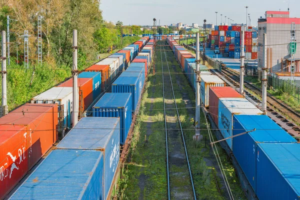 Moskau Russland September 2020 Blick Auf Das Containerterminal Der Bahn — Stockfoto
