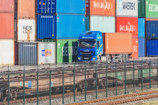 Moskau Russland September 2020 Blick Auf Das Containerterminal Der Bahn — Stockfoto