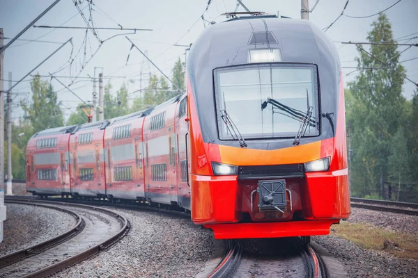 Highspeed Train Moves Fast Rainy Day — Stock Photo, Image