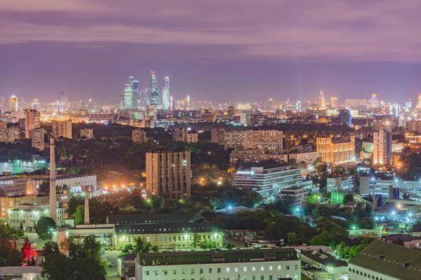 Aerial City View Night Time Moscow Russia — Stock Photo, Image