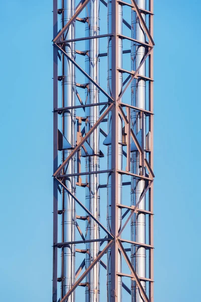 Metal Chimney Construction Site Sunset Time — Stock Photo, Image