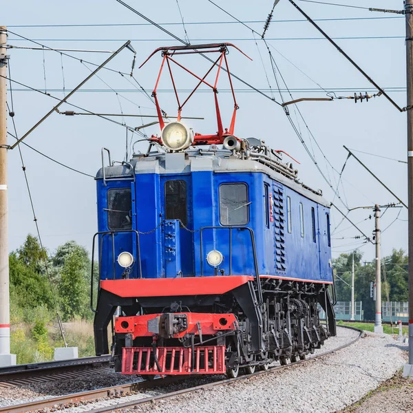 Locomotora Retro Eléctrica Carga Mueve Durante Día — Foto de Stock