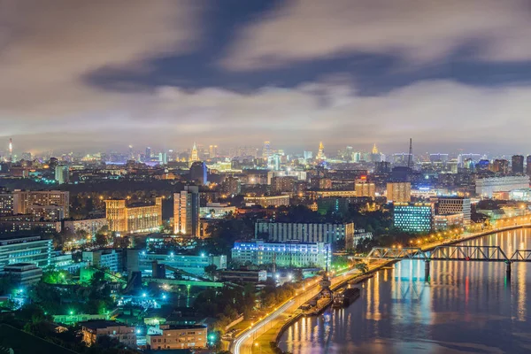 Αεροφωτογραφία Της Πόλης Βράδυ Μόσχα Ρωσία — Φωτογραφία Αρχείου