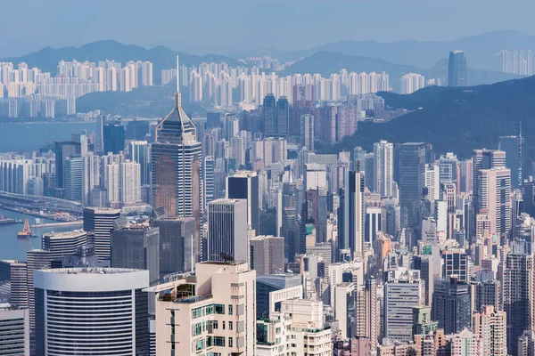 Zonsondergang Uitzicht Het Centrum Van Hong Kong Van Victoria Peak — Stockfoto