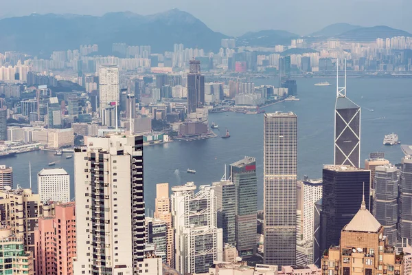 Blick Auf Die Innenstadt Von Hongkong Vom Victoria Peak — Stockfoto