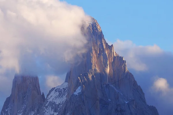 Vista Atardecer Montaña Fitz Roy Parque Nacional Los Glaciares Argentina — Foto de Stock