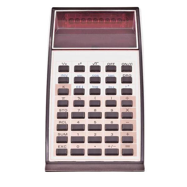 Старий калькулятор на білому тлі . — стокове фото