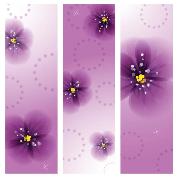 Pansy flores en la tarjeta de felicitación . — Vector de stock