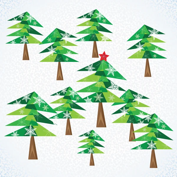 Groene Kerst fir bomen achtergrond. — Stockvector