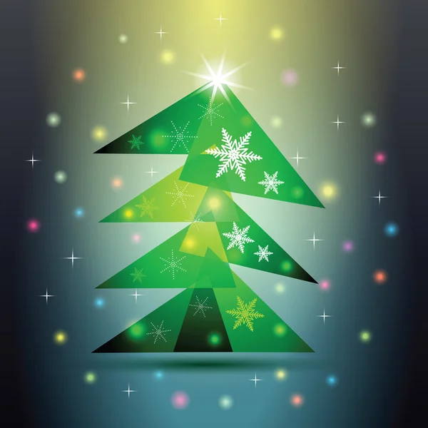 Árbol de abeto verde de Navidad sobre fondo colorido . — Vector de stock