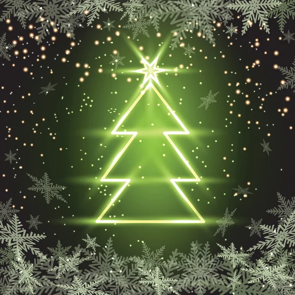 Fir kerstboom op groene achtergrond. — Stockvector