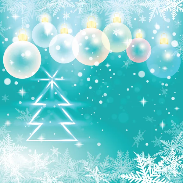 クリスマス ボールとモミの木の冬の休日イラスト. — ストックベクタ