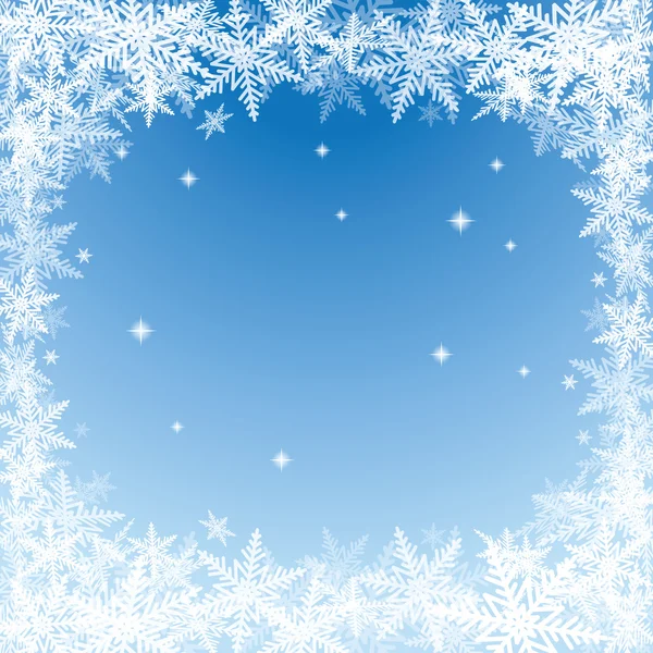 Weihnachten Schneeflocken auf blauem Hintergrund. — Stockvektor