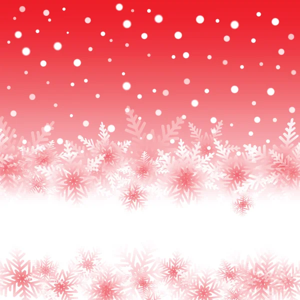 Christmas snowflakes on red background of the greeting card. — Stock Vector
