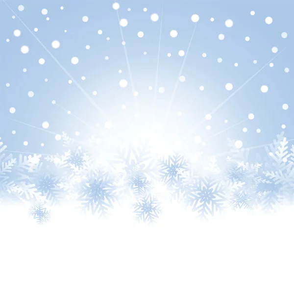 Copos de nieve de Navidad sobre fondo azul de la tarjeta de felicitación . — Vector de stock