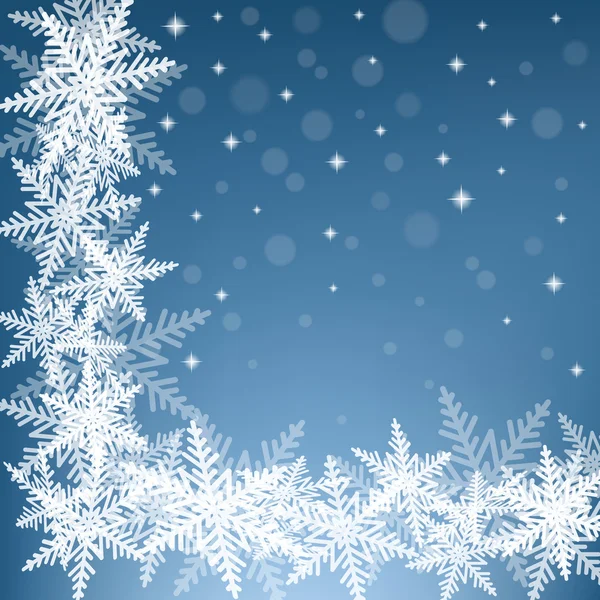 Flocos de neve de Natal em fundo azul . — Vetor de Stock