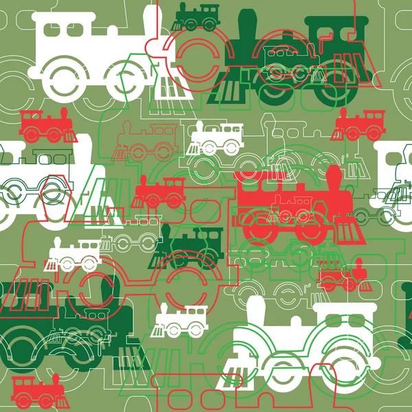 Seamless background with the steam locomotives. — Stock Vector