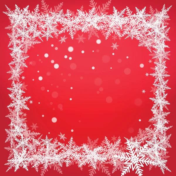 Copos de nieve de Navidad sobre fondo rojo . — Vector de stock