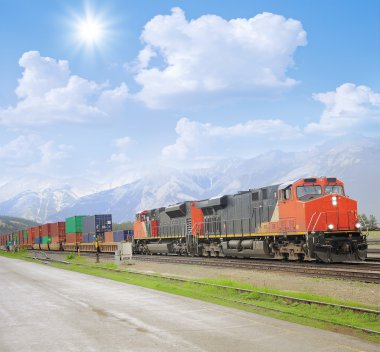 Freight train in Canadian rockies. clipart