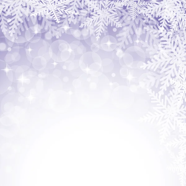 Kerstmis sneeuwvlokken op violette achtergrond. — Stockvector