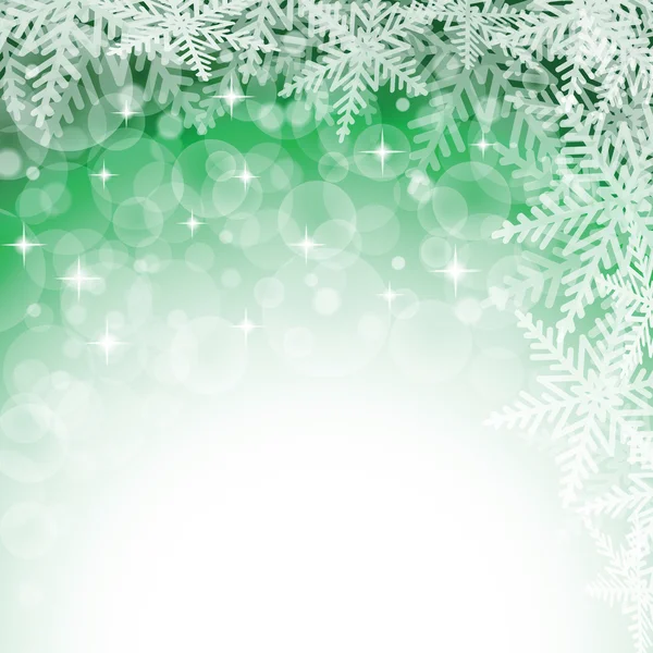 Christmas snowflakes on green background. — Stock Vector