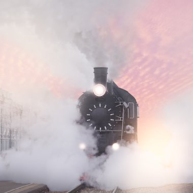 Retro buharlı tren.