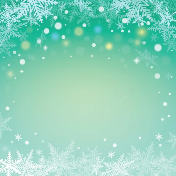 Christmas snowflakes on green background. — Stock Vector