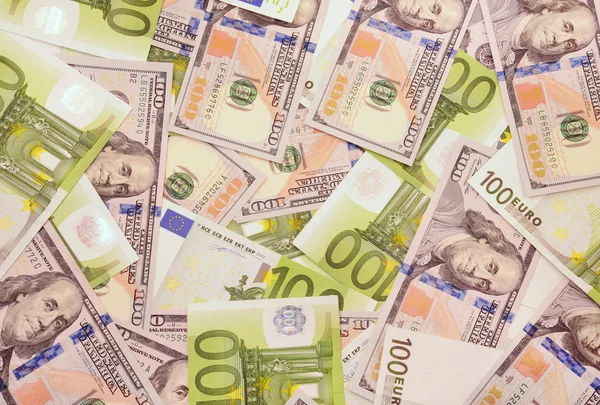 Dinero americano y europeo . — Foto de Stock