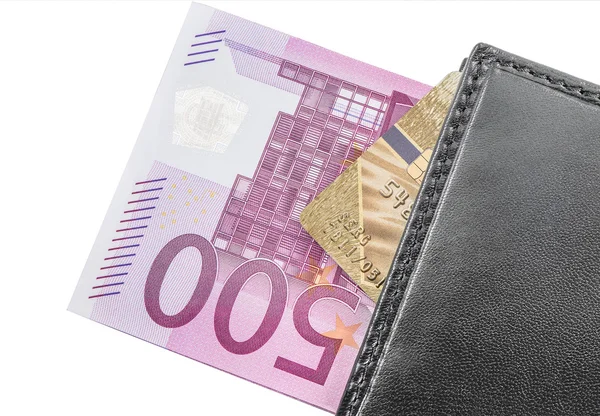 Pengar, kreditkort inuti handväskan. — Stockfoto