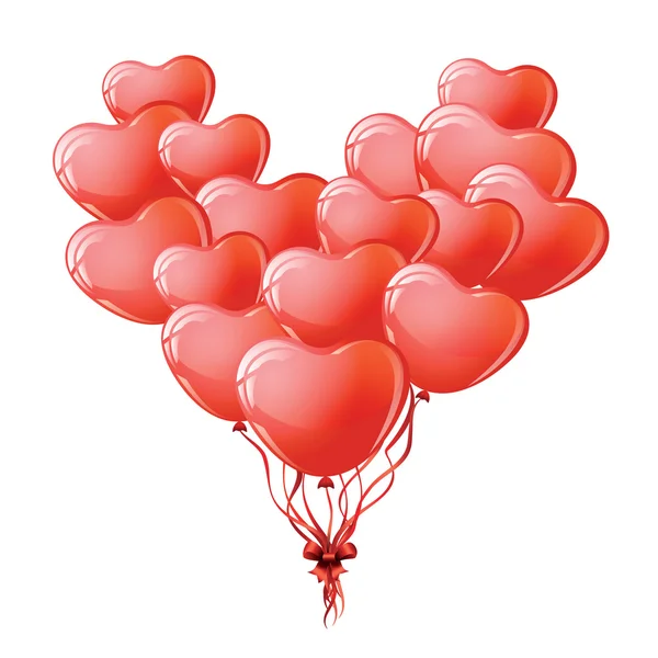 Ballons rouges en forme de coeur . — Image vectorielle