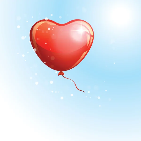 Heart shaped red balloon in the sky to the Valentines day. — Stock Vector