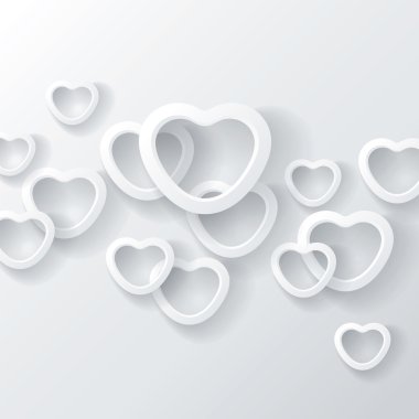 Beyaz arka planda Sevgililer günü için kalp şekilleri. 