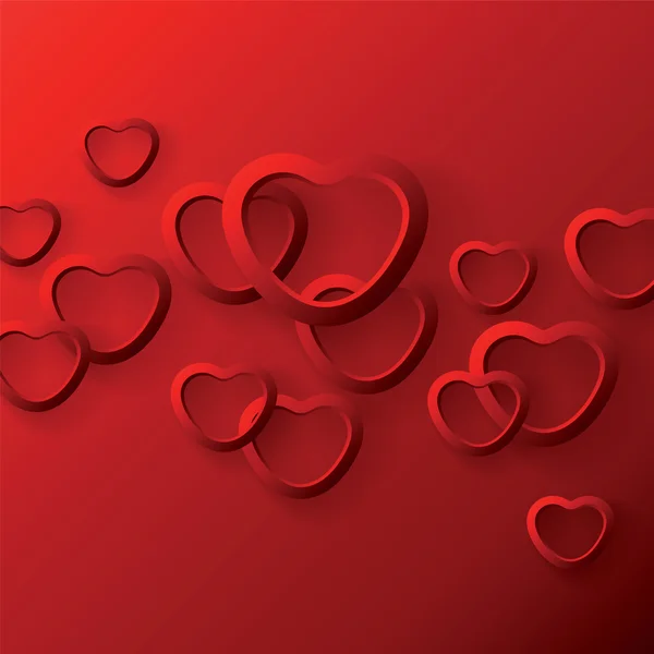 Heart shapes on the red background to the Valentine's day. — Stock Vector