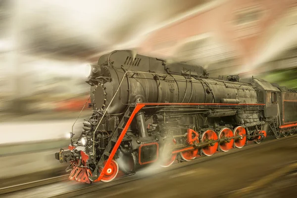 Steam train goes fast. — Stock Photo, Image