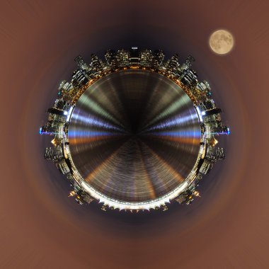 little planet - urban spherical panorama of Vancouver city. clipart