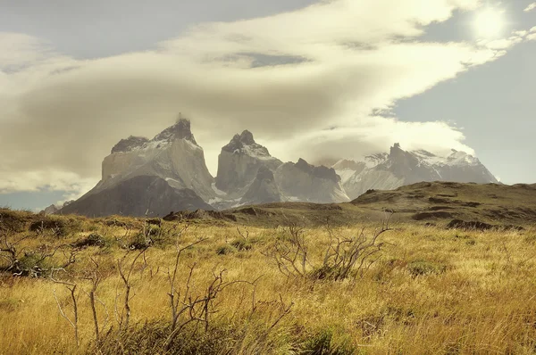 Montagnes Los Cuernos. Parc national des Torres del Paine . — Photo