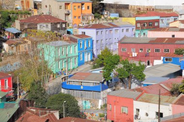 Valparaiso sokakların havadan görünümü.