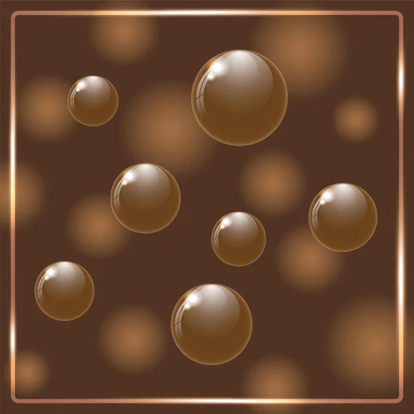 Bruine chocolade ballen op bruine achtergrond. — Stockvector