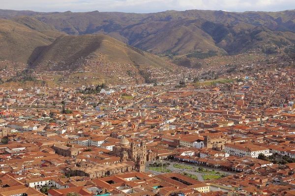 A légi felvétel a Cuzco városközpont. — Stock Fotó