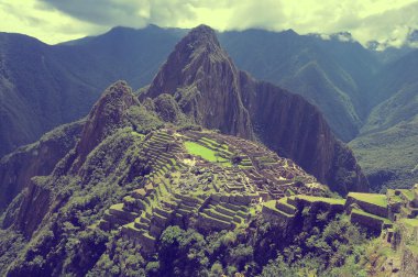Machu Picchu dağ gelen nefes kesen manzarası. 