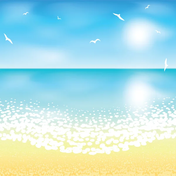 Піщаний пляж під час заходу сонця . — стоковий вектор