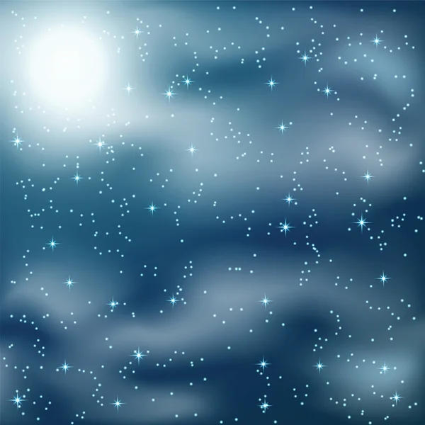 Estrellas y nubes en el cielo nocturno . — Vector de stock