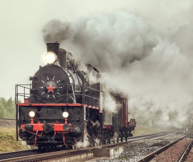 Retro Buhar yük treni.