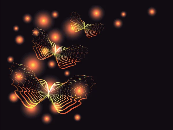 Papillons orange volants dans l'obscurité . — Image vectorielle